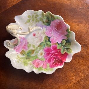 Floral Decorative Dish with Handle